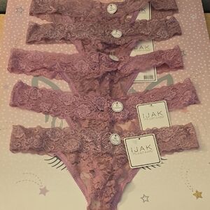 5 IJAK Sexy Lace XL Thong Panties - Purple NWT
